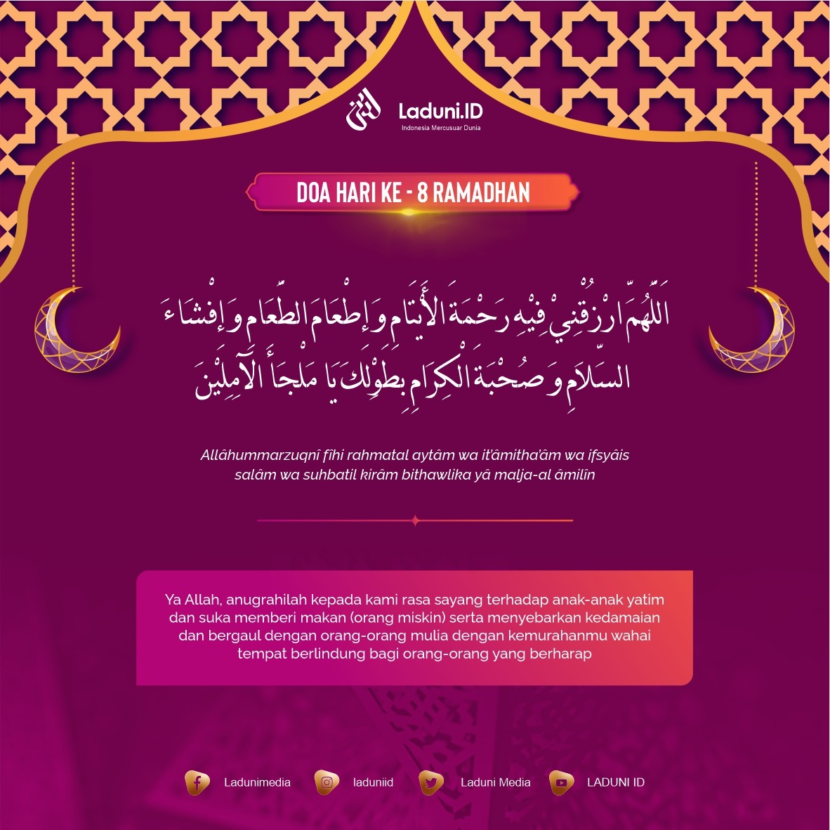 Doa Puasa Ramadhan Hari Kedelapan dan Hikmahnya