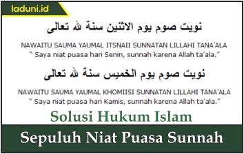 Sepuluh Niat Puasa Sunnah