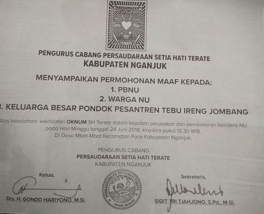 PSHT Nganjuk Berdamai dengan NU