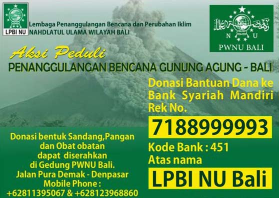 LPBI NU Bali Adakan Aksi Peduli Penanggulanan Bencana Gunung Agung