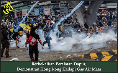 Berbekalkan Peralatan Dapur, Demonstran Hong Kong Hadapi Gas Air Mata