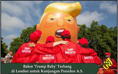 Balon 'Trump Baby' Terbang di London untuk Kunjungan Presiden A.S.