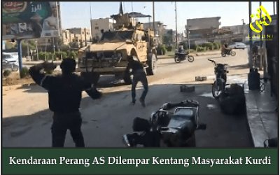 Kendaraan Perang AS Dilempar Kentang Masyarakat Kurdi