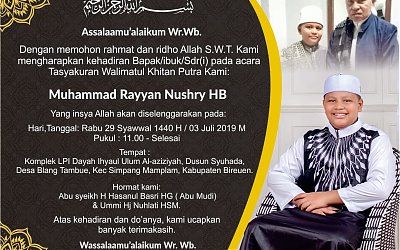 Hari Ini, Al-Mukarram Abu MUDI Gelar Tasyakuran Walimah Khitan Putranya