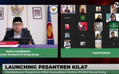 Konjen RI Membuka Pesantren Kilat Online PCINU Hong Kong 