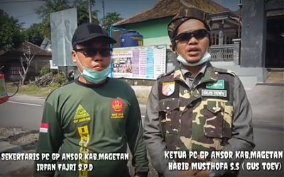 PC GP Ansor Magetan Lakukan Penyemprotan Disinfektan Serentak Cegah COVID-19
