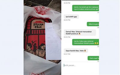 Indonesia Masih Ada, Non Muslim Mentraktir Buka Puasa Driver Ojol