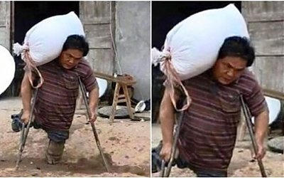 Viral, Pria Tanpa Kaki Ini Tetap Bekerja Keras Demi Sekolahkan Anaknya