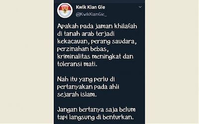 Kekacawan Zaman Khilafah, Jawaban untuk Kwik Kian Gie