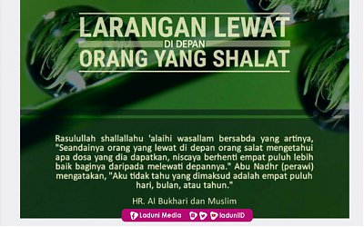 Hukum lewat di Depan Orang Sedang Shalat