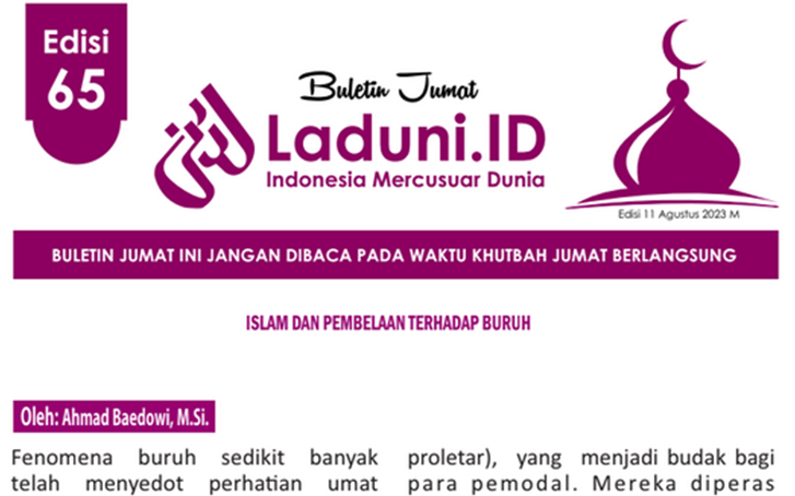 Buletin Jumat Laduni.ID Edisi 65: Islam dan Pembelaan Terhadap Buruh