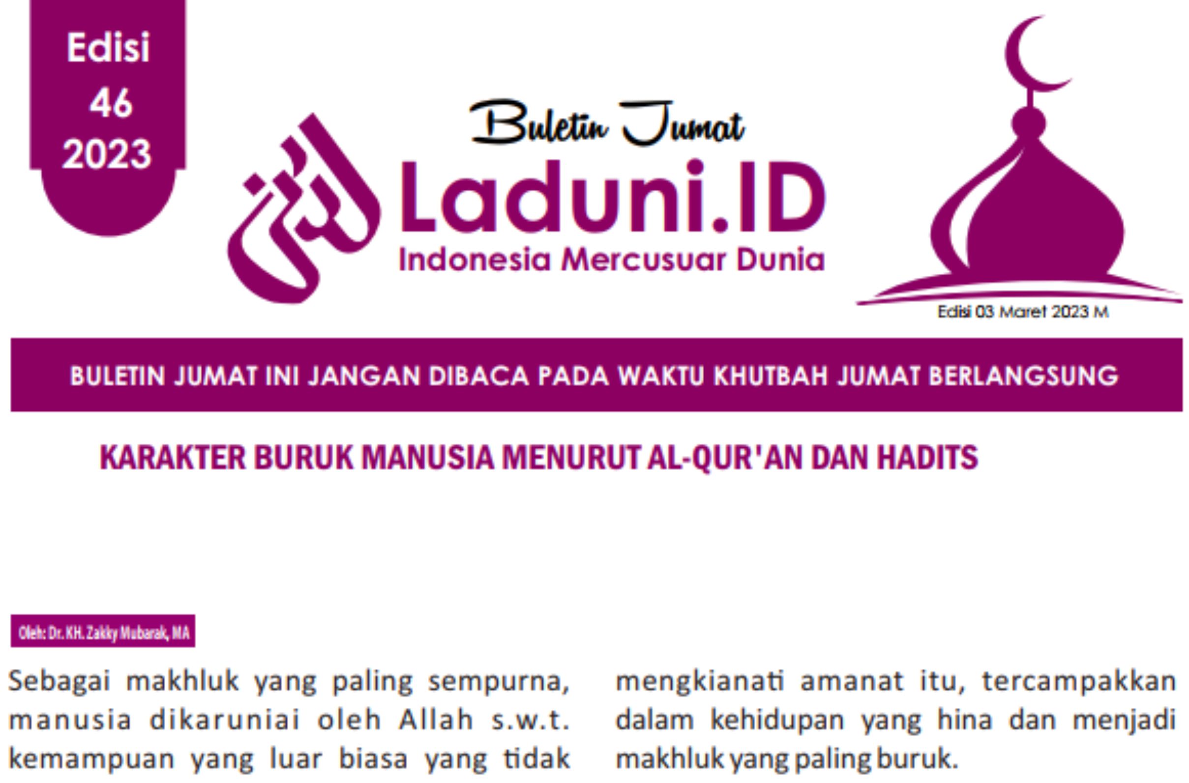 Buletin Jumat Laduni.ID Edisi 46: Karakter Buruk Manusia Menurut Al-Qur’an dan Hadis