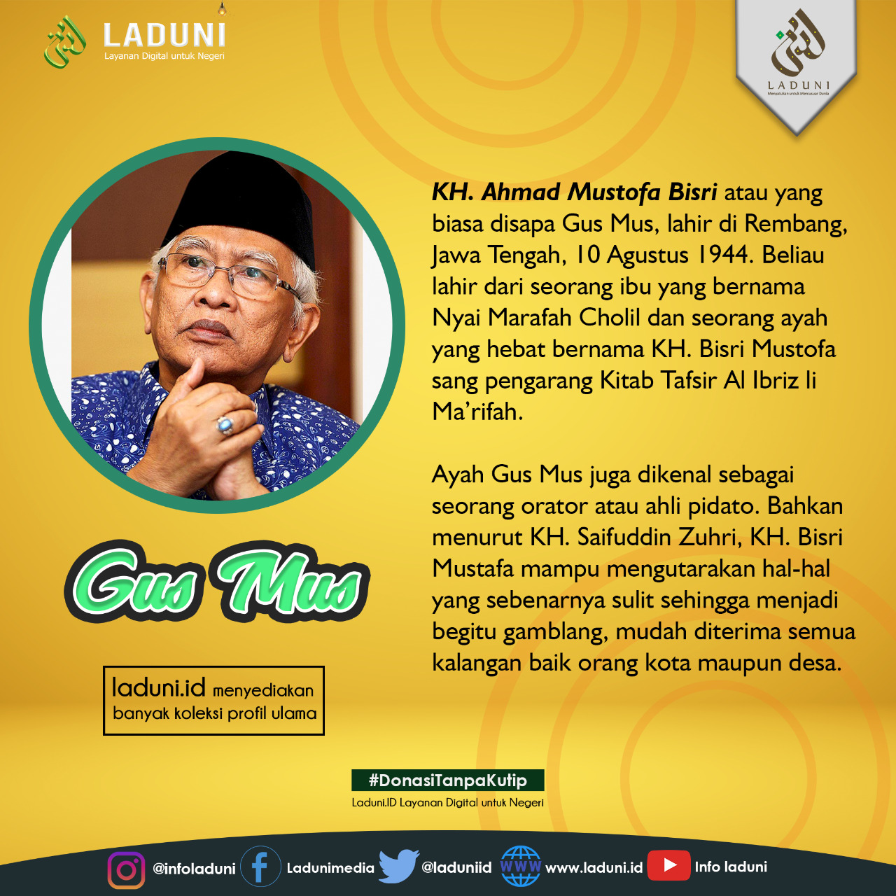 Biografi Kh Ahmad Mustofa Bisri Gus Mus Profil Ulama Laduni Id