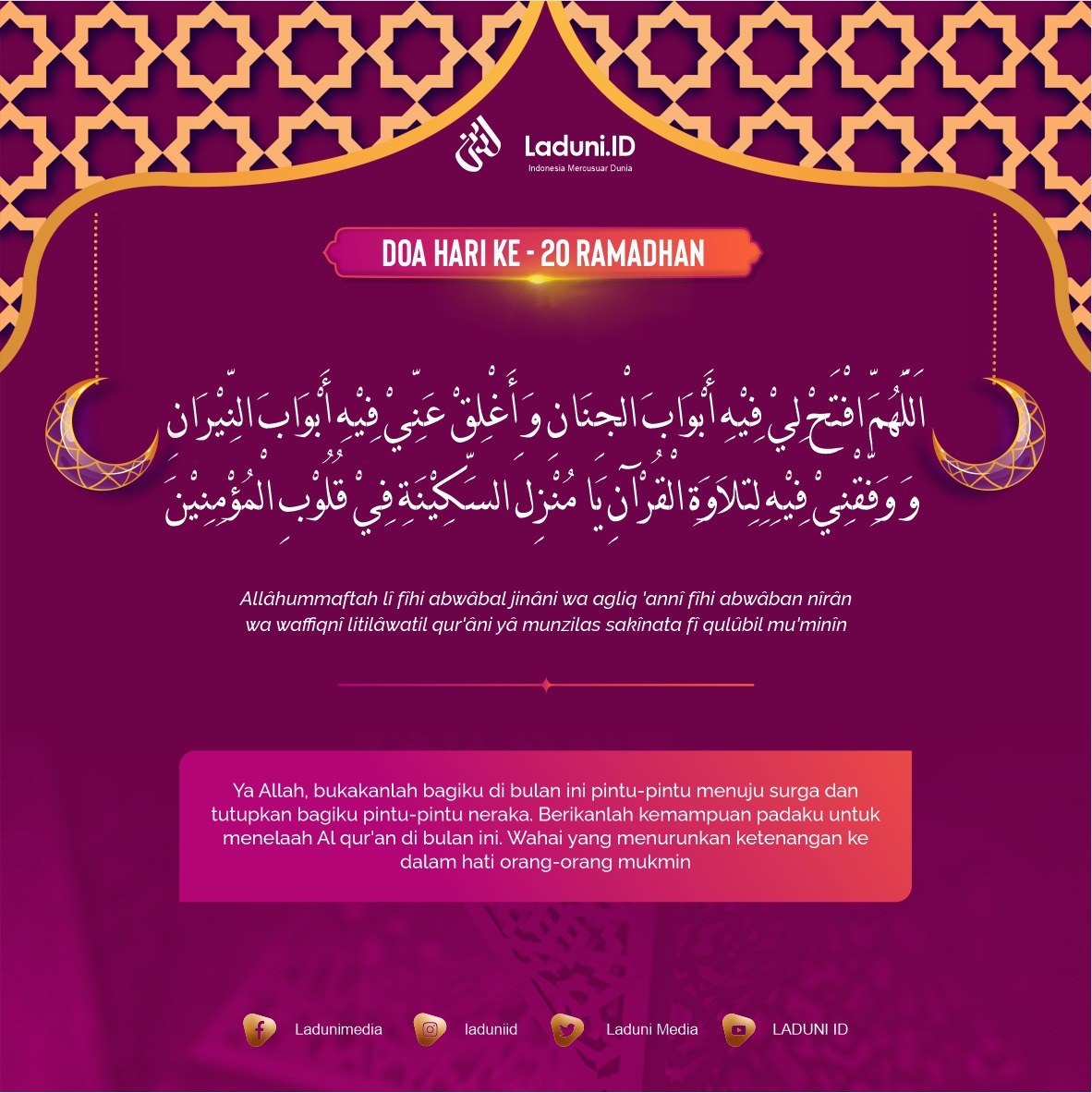 Doa Puasa Ramadhan Hari ke-20 dan Hikmahnya