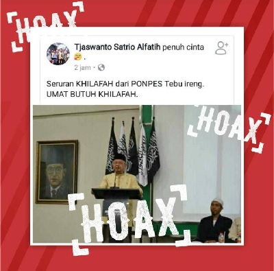 Hoax, Kader HTI Sebar Foto Gus Sholah Mendukung Khilafah
