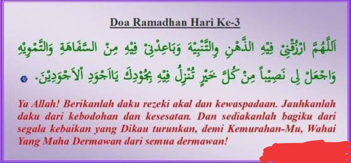 Doa Puasa Ramadhan Hari Ke-3 dan Hikmahnya
