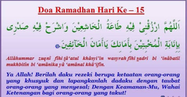 Doa Puasa Ramadhan Hari ke-15 dan Hikmahnya