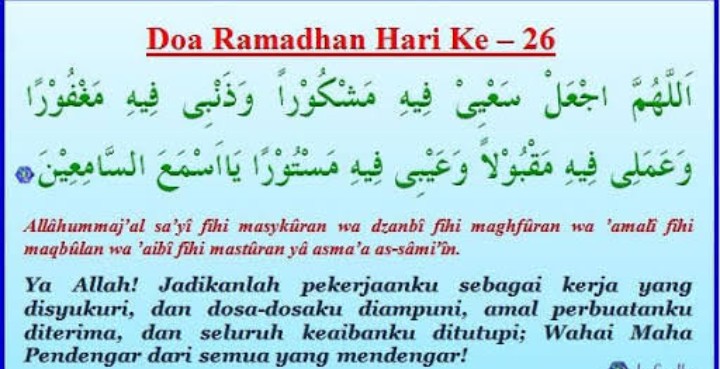 Doa Puasa Ramadhan Hari ke-26 dan Hikmahnya