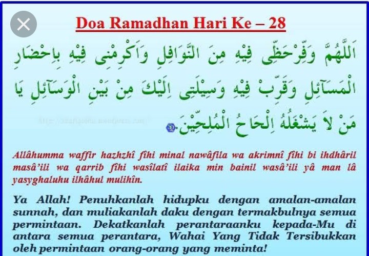 Doa Puasa Ramadhan Hari ke-28 dan Hikmahnya