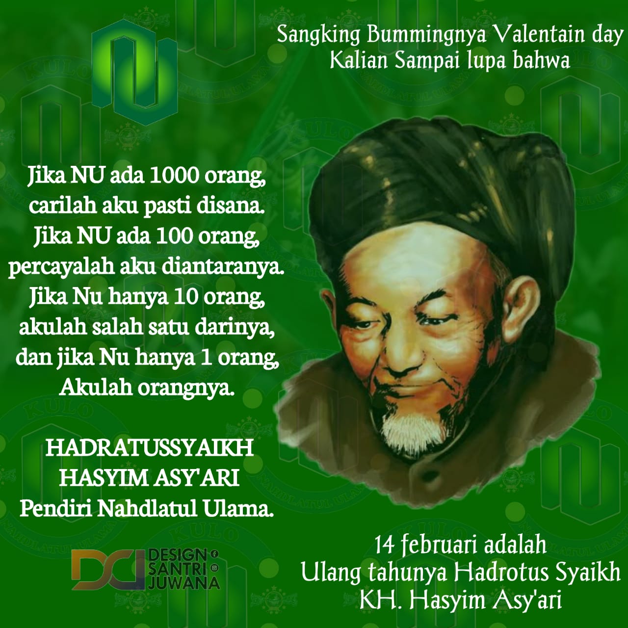 14 Februari adalah Tanggal Lahir Hadratussyaikh KH. Hasyim Asy'ari