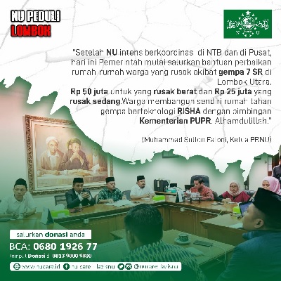 Laporan Rutin NU Peduli Lombok Update Tanggal 14/08/2018