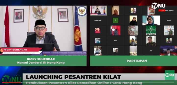 Konjen RI Membuka Pesantren Kilat Online PCINU Hong Kong 