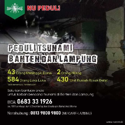 NU Peduli Gerak Cepat Bantu Korban Terdampak Tsunami di Banten dan Lampung