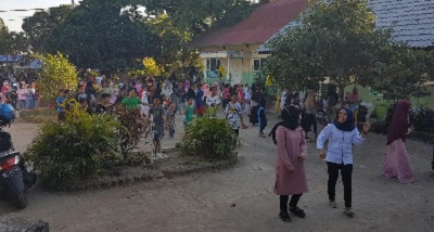 PB PMII Belajar dan Senam Bersama Siswa Korban Gempa Lombok