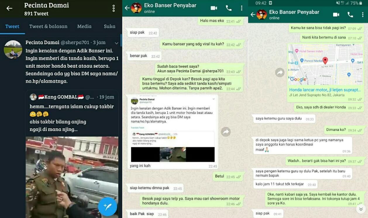 Tersanjung, Pengguna Twitter Ini Hadiahi Motor untuk Anggota Banser yang Dipersekusi