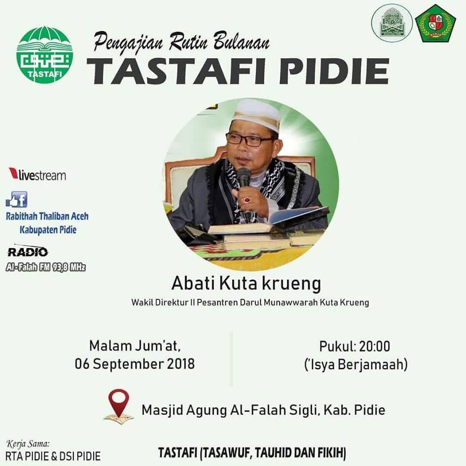 Abati Kuta Krueng Isi Pengajian Tastafi di Masjid Al-Falah Kota  Sigli