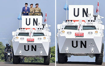 Berkendara Panser Anoa, Presiden Lepas Batalion Gerak Cepat untuk Misi Perdamaian PBB
