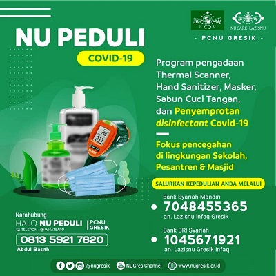 Cegah Virus, PCNU Gresik Gerak Cepat Bentuk Satgas NU Peduli Covid-19