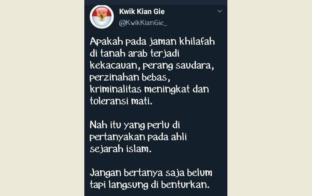 Kekacawan Zaman Khilafah, Jawaban untuk Kwik Kian Gie