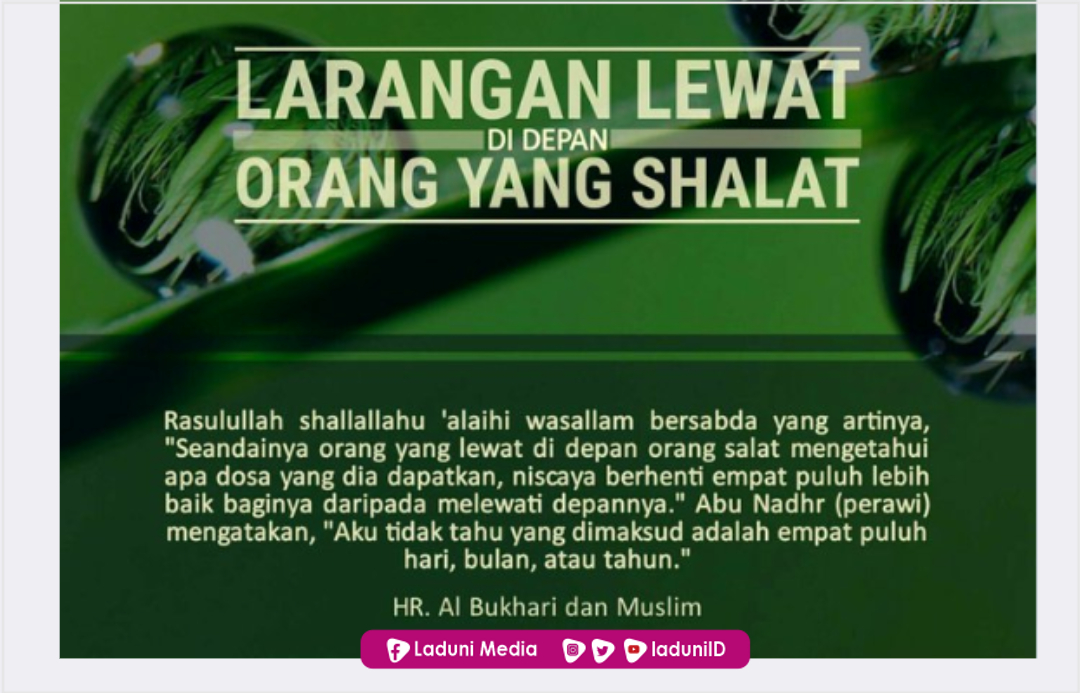 Hukum lewat di Depan Orang Sedang Shalat