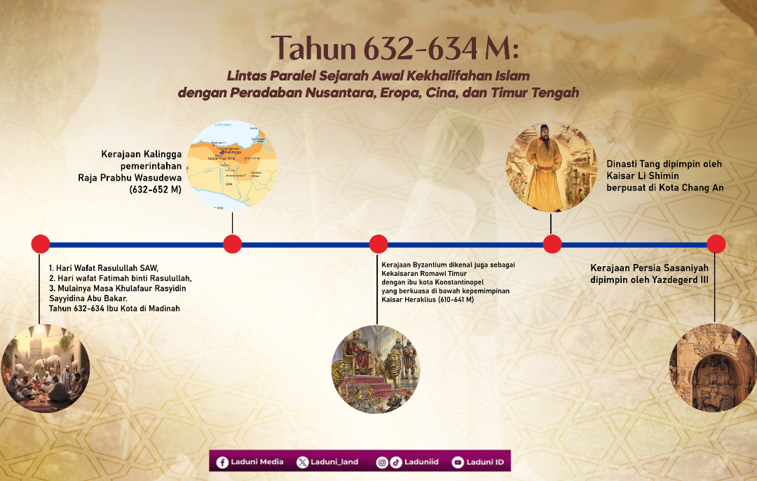 Tahun 632-634 M: Lintas Paralel Sejarah Awal Kekhalifahan Islam dengan Peradaban Nusantara, Eropa, China, dan Timur Tengah