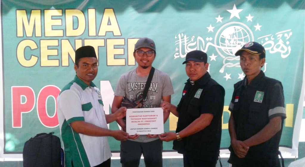 Karyawan Freeport Salurkan Bantuan Gempa Lombok Via Posko NU 
